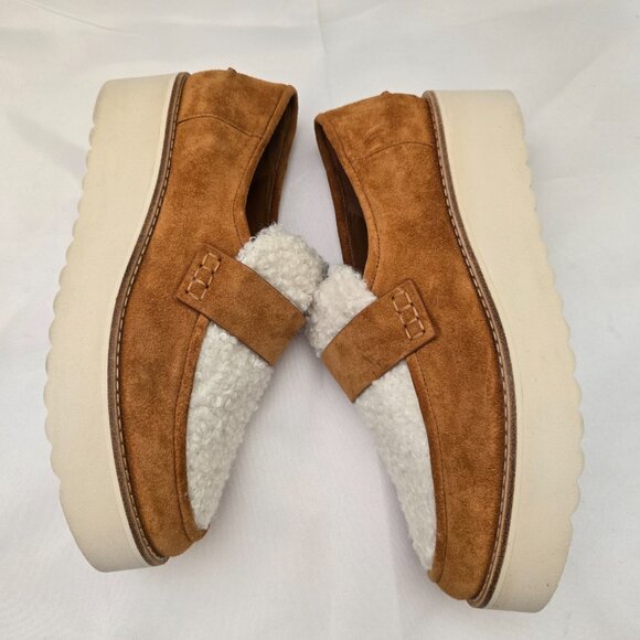 Vince Zola Platform Faux Shearling Suede Loafers SZ 7 - Picture 7 of 12